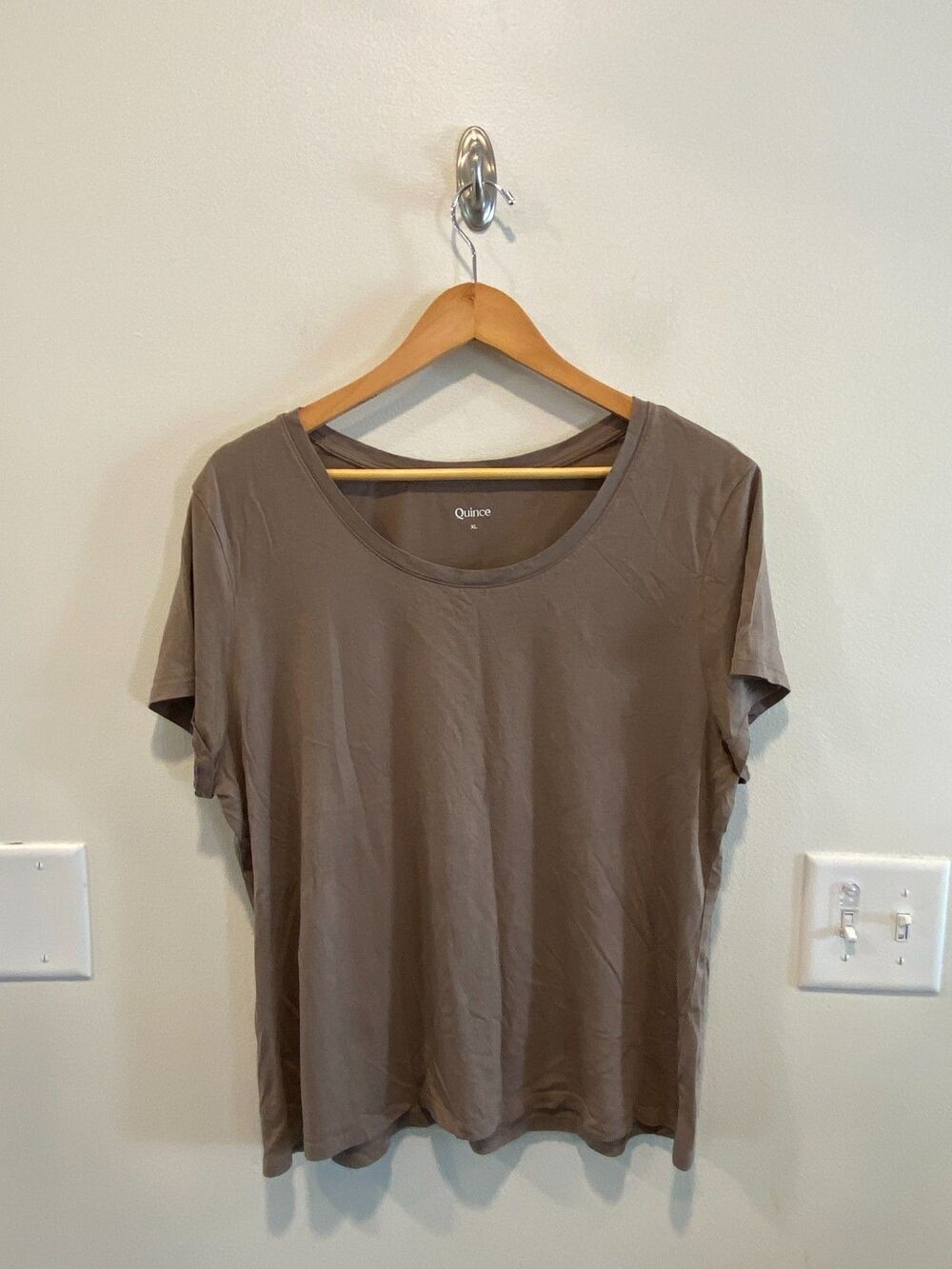 Quince Women's Cotton Modal Scoop Neck Tee Size XL Brown short sleeve
